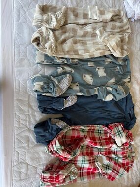 Cozy Infant Footed Sleepers Bundle - Neutral, Blue, Navy, Plaid